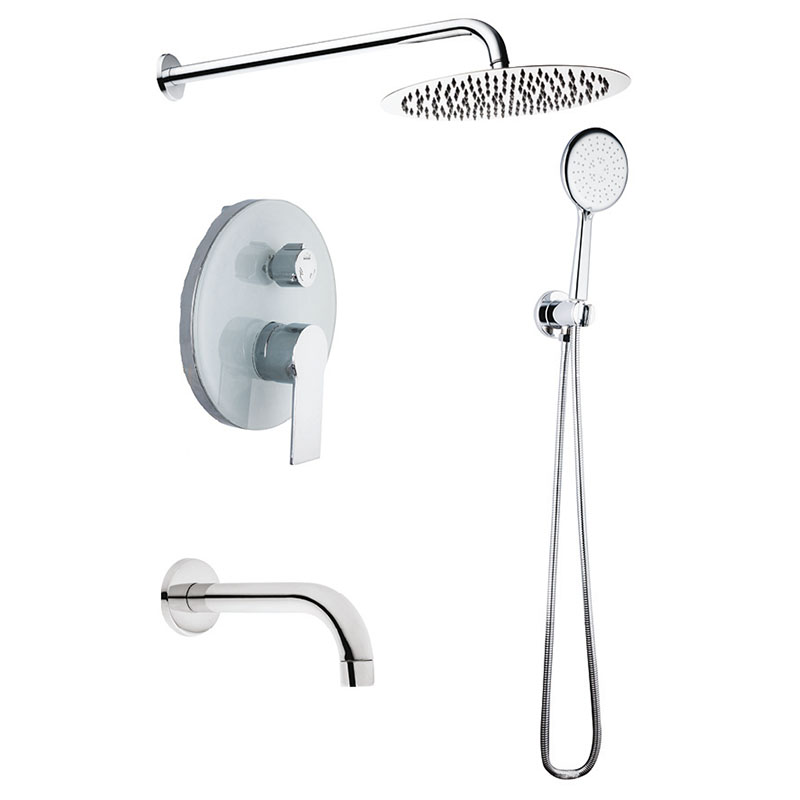  3930 Ankastre Banyo Seti / 3-Yönlü / Yuvarlak / Beyaz Camlı 