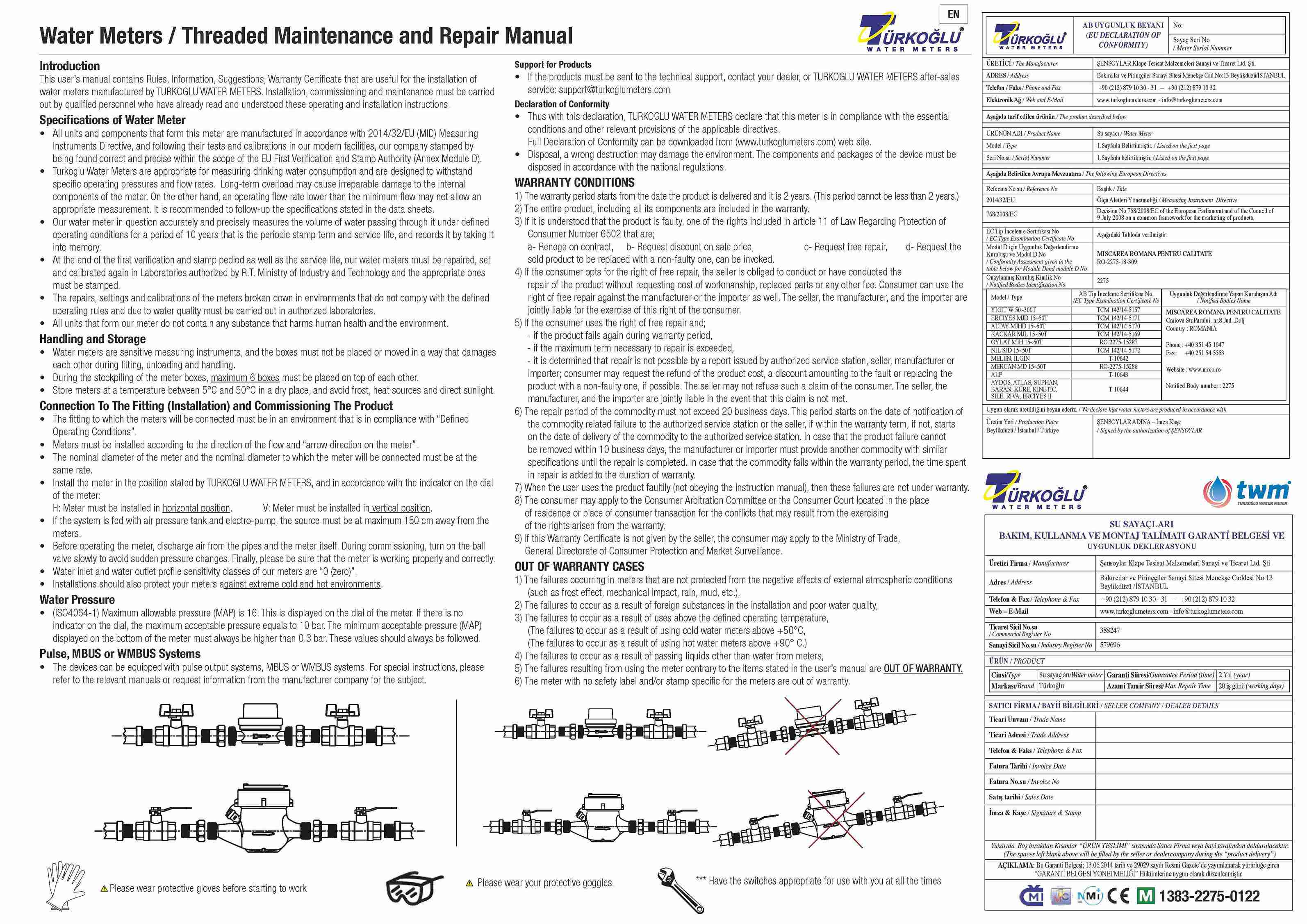 Instruction Manual And Warranty Certificate For Multi-jet And Single-jet Type